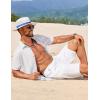 imageCOOFANDY Mens Summer Beach Vacation Shirt Casual Button Down Short Sleeve Shirt Hawaiian Tropical Resort WearWhite