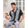 imageCOOFANDY Mens Vintage Bowling Shirt Short Sleeve Button Down Summer Cuba Beach ShirtsBlack Dark Gray