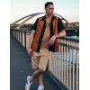 imageCOOFANDY Mens Vintage Bowling Shirt Short Sleeve Button Down Summer Cuba Beach ShirtsBlack Light Brown