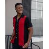 imageCOOFANDY Mens Vintage Bowling Shirt Short Sleeve Button Down Summer Cuba Beach ShirtsBlack Red