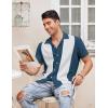 imageCOOFANDY Mens Vintage Bowling Shirt Short Sleeve Button Down Summer Cuba Beach ShirtsBlue White