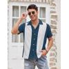 imageCOOFANDY Mens Vintage Bowling Shirt Short Sleeve Button Down Summer Cuba Beach ShirtsBlue White