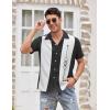 imageCOOFANDY Mens Vintage Bowling Shirt Short Sleeve Button Down Summer Cuba Beach ShirtsBowling Black White