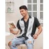 imageCOOFANDY Mens Vintage Bowling Shirt Short Sleeve Button Down Summer Cuba Beach ShirtsBowling Black White