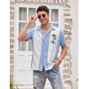 imageCOOFANDY Mens Vintage Bowling Shirt Short Sleeve Button Down Summer Cuba Beach ShirtsBowling Light Blue White