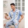 imageCOOFANDY Mens Vintage Bowling Shirt Short Sleeve Button Down Summer Cuba Beach ShirtsBowling Light Blue White