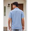 imageCOOFANDY Mens Vintage Bowling Shirt Short Sleeve Button Down Summer Cuba Beach ShirtsBowling Light Blue White