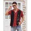 imageCOOFANDY Mens Vintage Bowling Shirt Short Sleeve Button Down Summer Cuba Beach ShirtsBowling Red Black