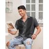 imageCOOFANDY Mens Vintage Bowling Shirt Short Sleeve Button Down Summer Cuba Beach ShirtsDark Gray Black