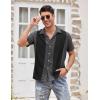 imageCOOFANDY Mens Vintage Bowling Shirt Short Sleeve Button Down Summer Cuba Beach ShirtsDark Gray Black