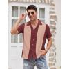 imageCOOFANDY Mens Vintage Bowling Shirt Short Sleeve Button Down Summer Cuba Beach ShirtsDate Red Pink