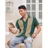 imageCOOFANDY Mens Vintage Bowling Shirt Short Sleeve Button Down Summer Cuba Beach ShirtsLake Green Khaki