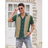 imageCOOFANDY Mens Vintage Bowling Shirt Short Sleeve Button Down Summer Cuba Beach ShirtsLake Green Khaki