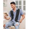 imageCOOFANDY Mens Vintage Bowling Shirt Short Sleeve Button Down Summer Cuba Beach ShirtsLight Blue Black