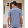 imageCOOFANDY Mens Vintage Bowling Shirt Short Sleeve Button Down Summer Cuba Beach ShirtsLight Blue Black