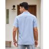 imageCOOFANDY Mens Vintage Bowling Shirt Short Sleeve Button Down Summer Cuba Beach ShirtsLight Blue White