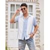 imageCOOFANDY Mens Vintage Bowling Shirt Short Sleeve Button Down Summer Cuba Beach ShirtsLight Blue White