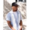 imageCOOFANDY Mens Vintage Bowling Shirt Short Sleeve Button Down Summer Cuba Beach ShirtsLight Blue White