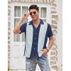 imageCOOFANDY Mens Vintage Bowling Shirt Short Sleeve Button Down Summer Cuba Beach ShirtsNavy Blue Light Blue