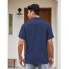imageCOOFANDY Mens Vintage Bowling Shirt Short Sleeve Button Down Summer Cuba Beach ShirtsNavy Blue Light Blue