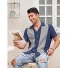 imageCOOFANDY Mens Vintage Bowling Shirt Short Sleeve Button Down Summer Cuba Beach ShirtsNavy Blue Light Gray