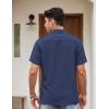 imageCOOFANDY Mens Vintage Bowling Shirt Short Sleeve Button Down Summer Cuba Beach ShirtsNavy Blue Light Gray