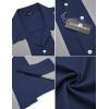 imageCOOFANDY Mens Vintage Bowling Shirt Short Sleeve Button Down Summer Cuba Beach ShirtsNavy Blue Light Gray