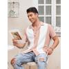imageCOOFANDY Mens Vintage Bowling Shirt Short Sleeve Button Down Summer Cuba Beach ShirtsPink White