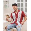imageCOOFANDY Mens Vintage Bowling Shirt Short Sleeve Button Down Summer Cuba Beach ShirtsRed Apricot