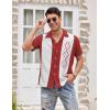 imageCOOFANDY Mens Vintage Bowling Shirt Short Sleeve Button Down Summer Cuba Beach ShirtsRed Apricot
