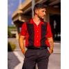 imageCOOFANDY Mens Vintage Bowling Shirt Short Sleeve Button Down Summer Cuba Beach ShirtsRed Black