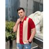 imageCOOFANDY Mens Vintage Bowling Shirt Short Sleeve Button Down Summer Cuba Beach ShirtsRed Light Khaki