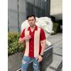 imageCOOFANDY Mens Vintage Bowling Shirt Short Sleeve Button Down Summer Cuba Beach ShirtsRed Light Khaki