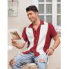 imageCOOFANDY Mens Vintage Bowling Shirt Short Sleeve Button Down Summer Cuba Beach ShirtsWine Red White