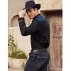 imageCOOFANDY Mens Western Cowboy Shirt Embroidered Long Sleeve Slim Fit Casual Cotton Button Down Hippie Shirts with PocketsBlack  Blue