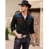 imageCOOFANDY Mens Western Cowboy Shirt Embroidered Long Sleeve Slim Fit Casual Cotton Button Down Hippie Shirts with PocketsBlack  Blue