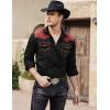 imageCOOFANDY Mens Western Cowboy Shirt Embroidered Long Sleeve Slim Fit Casual Cotton Button Down Hippie Shirts with PocketsBlack  Red