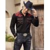 imageCOOFANDY Mens Western Cowboy Shirt Embroidered Long Sleeve Slim Fit Casual Cotton Button Down Hippie Shirts with PocketsBlack  Red