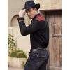 imageCOOFANDY Mens Western Cowboy Shirt Embroidered Long Sleeve Slim Fit Casual Cotton Button Down Hippie Shirts with PocketsBlack  Red