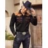 imageCOOFANDY Mens Western Cowboy Shirt Embroidered Long Sleeve Slim Fit Casual Cotton Button Down Hippie Shirts with PocketsBlack