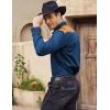 imageCOOFANDY Mens Western Cowboy Shirt Embroidered Long Sleeve Slim Fit Casual Cotton Button Down Hippie Shirts with PocketsBlue