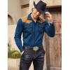 imageCOOFANDY Mens Western Cowboy Shirt Embroidered Long Sleeve Slim Fit Casual Cotton Button Down Hippie Shirts with PocketsBlue