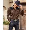 imageCOOFANDY Mens Western Cowboy Shirt Embroidered Long Sleeve Slim Fit Casual Cotton Button Down Hippie Shirts with PocketsBrown  Black