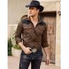 imageCOOFANDY Mens Western Cowboy Shirt Embroidered Long Sleeve Slim Fit Casual Cotton Button Down Hippie Shirts with PocketsBrown  Black