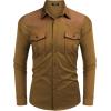 imageCOOFANDY Mens Western Cowboy Shirt Embroidered Long Sleeve Slim Fit Casual Cotton Button Down Hippie Shirts with PocketsBrown