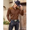 imageCOOFANDY Mens Western Cowboy Shirt Embroidered Long Sleeve Slim Fit Casual Cotton Button Down Hippie Shirts with PocketsCoffee