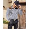 imageCOOFANDY Mens Western Cowboy Shirt Embroidered Long Sleeve Slim Fit Casual Cotton Button Down Hippie Shirts with PocketsGrey