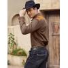 imageCOOFANDY Mens Western Cowboy Shirt Embroidered Long Sleeve Slim Fit Casual Cotton Button Down Hippie Shirts with PocketsKhaki