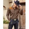 imageCOOFANDY Mens Western Cowboy Shirt Embroidered Long Sleeve Slim Fit Casual Cotton Button Down Hippie Shirts with PocketsKhaki