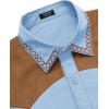 imageCOOFANDY Mens Western Cowboy Shirt Embroidered Long Sleeve Slim Fit Casual Cotton Button Down Hippie Shirts with PocketsLight Blue